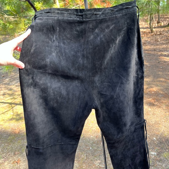90s Lauren Ralph Lauren Leather Suede Lace-Up Pants - Picture 14 of 15